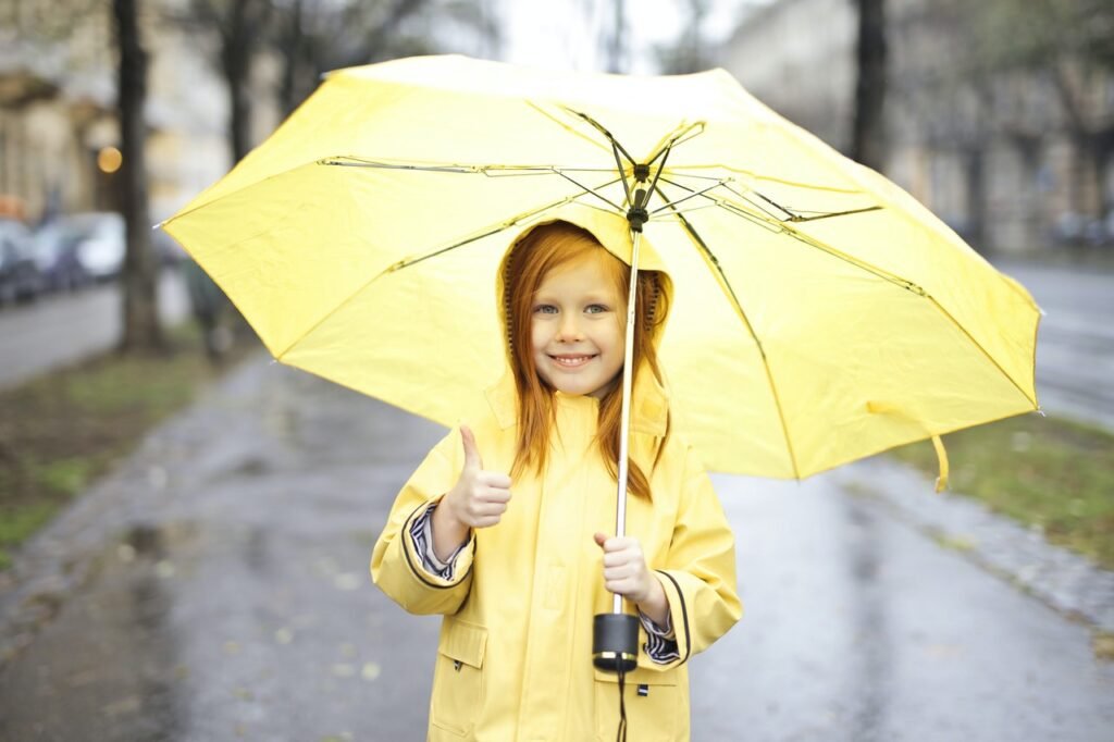 Raincoat and umbrella